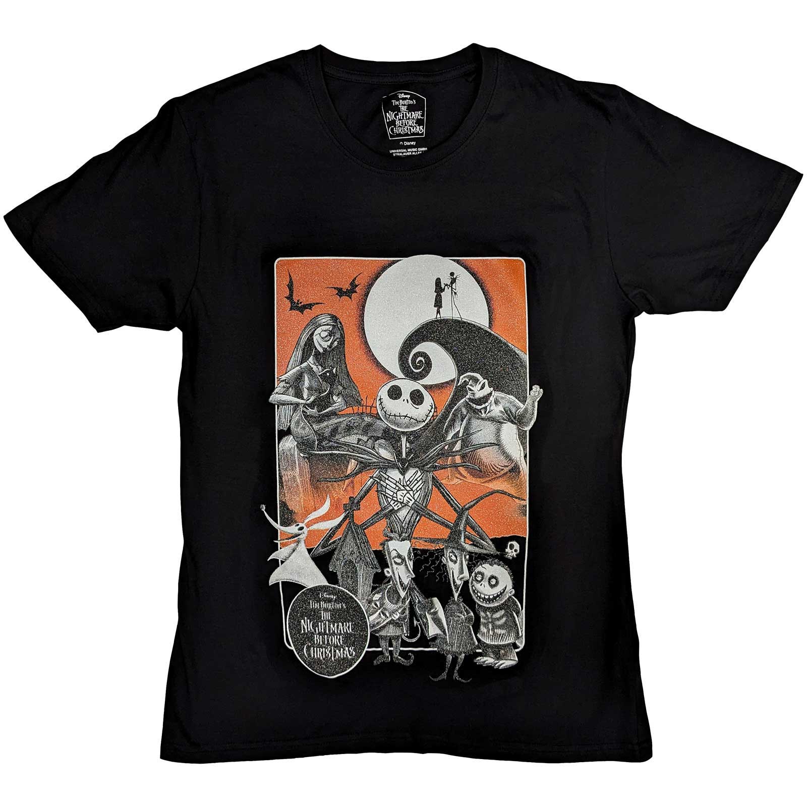Disney Unisex T-Shirt: The Nightmare Before Christmas Orange Moon (Embellished) (X-Large)