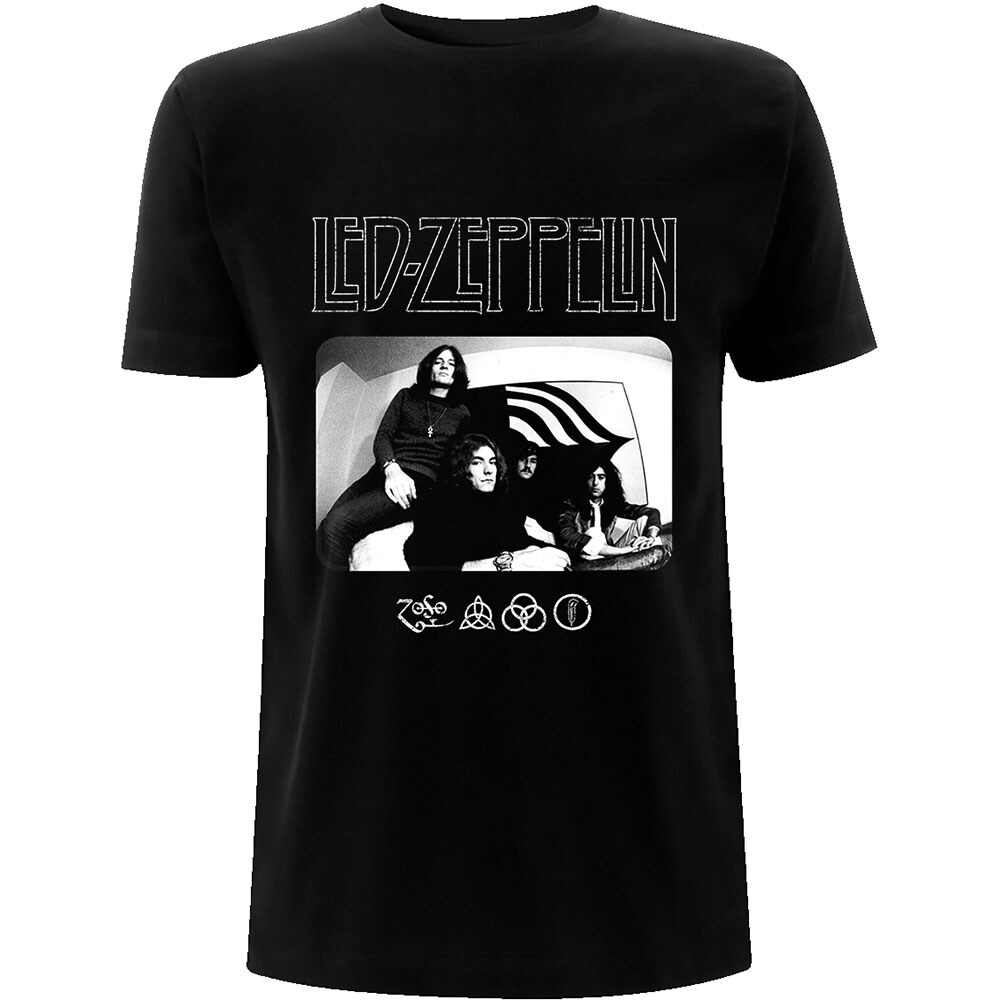 Led Zeppelin Unisex T-Shirt: Icon Logo Photo (Large)