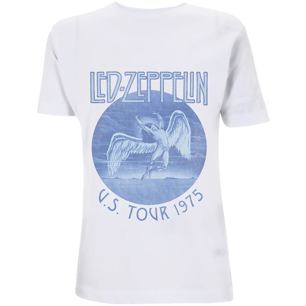Led Zeppelin Unisex T-Shirt: Tour '75 Blue Wash (Large)