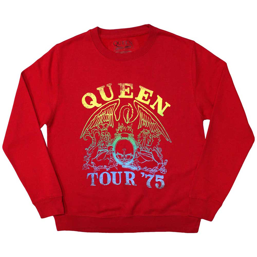 Queen Unisex Sweatshirt: Tour '75 Crest (X-Large)