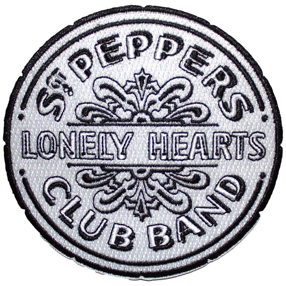 The Beatles Standard Patch: Sgt Pepper Drum B&W