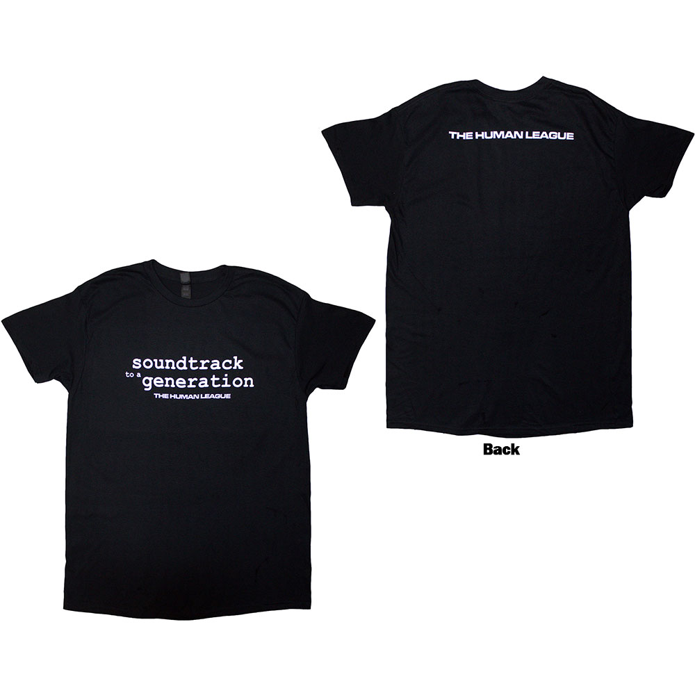The Human League Unisex T-Shirt: Soundtrack To A Generation (Black) (Back Print & Ex-Tour) (Small)