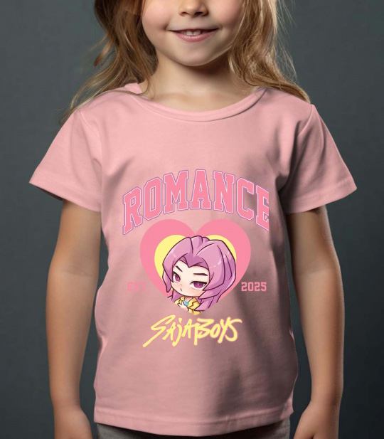 Saja Boys Kpop Demon Hunters Barn T-shirt - Romance Heart - Rosa - 100% Bomull