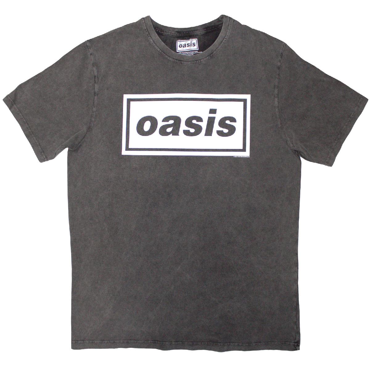 Oasis Unisex Stone Wash T-Shirt: Decca Logo (Charcoal Grey) (Small)