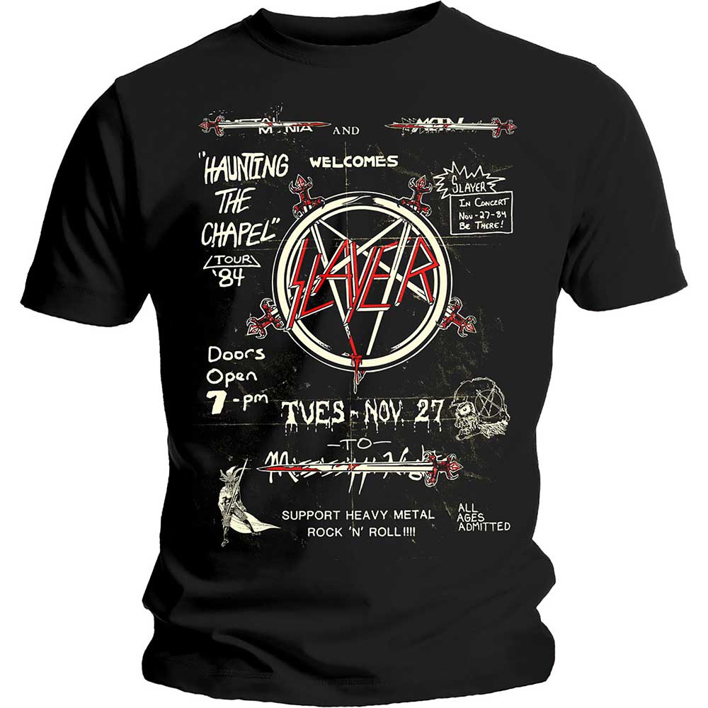 Slayer Unisex T-Shirt: Haunting 84 Flier (Small) - 2