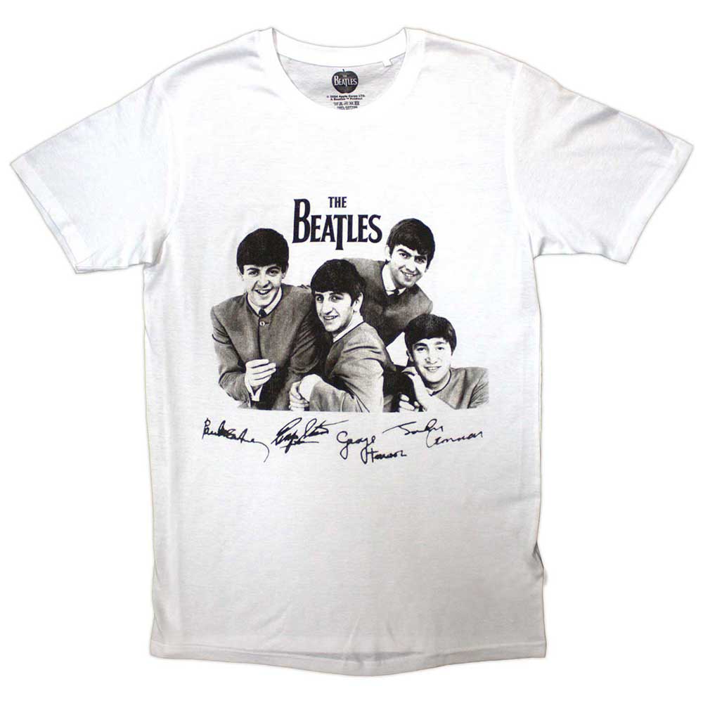 The Beatles Unisex T-Shirt: Mop Tops & Signatures (Medium)