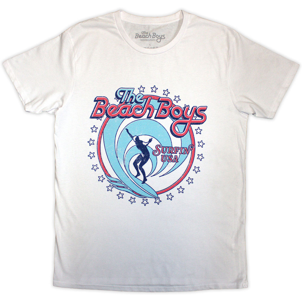 The Beach Boys Unisex T-Shirt: Surfin' USA Circle (White) (Small)