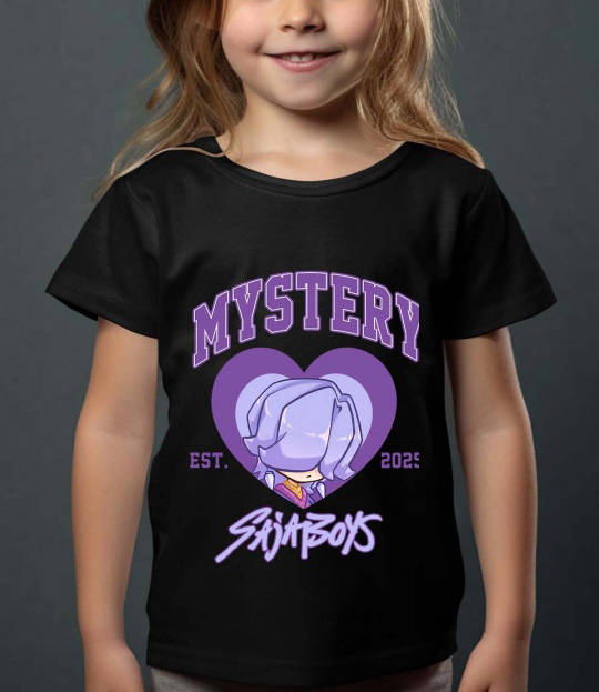 Saja Boys Kpop Demon Hunters Barn T-skjorte - Mystery Heart - Svart - 100% Bomull