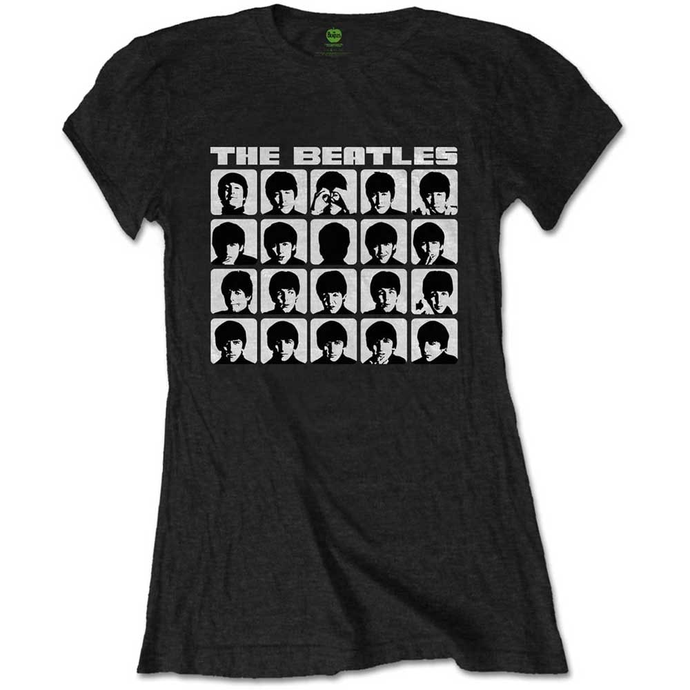 The Beatles Ladies T-Shirt: Hard Days Night Faces Mono (Large)