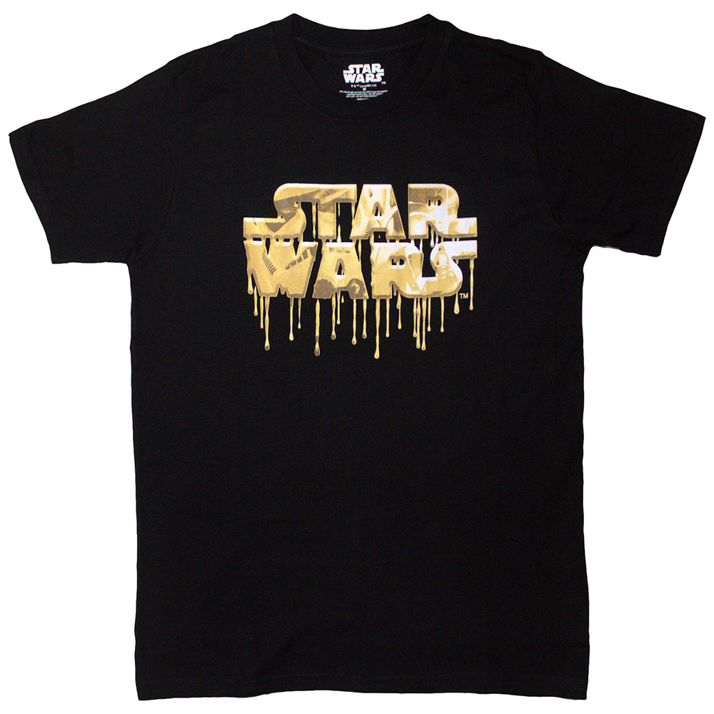 Star Wars Unisex T-Shirt: Gold Drip Logo (Medium)