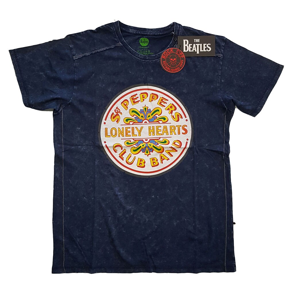 The Beatles Unisex Snow Wash T-Shirt: Sgt Pepper Drum (X-Large)