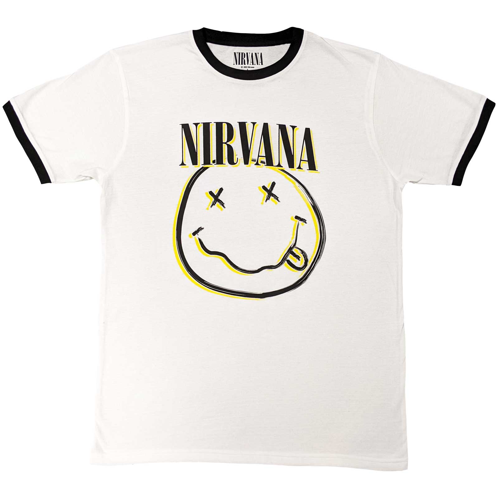Nirvana Unisex Ringer T-Shirt: Double Smiley (XX-Large)