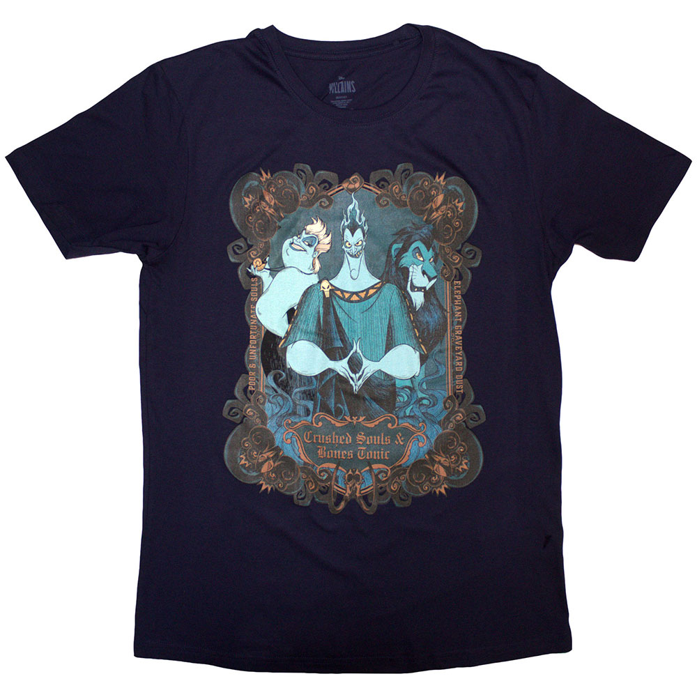 Disney Unisex T-Shirt: Villains Crushed Souls (Navy Blue) (Large)