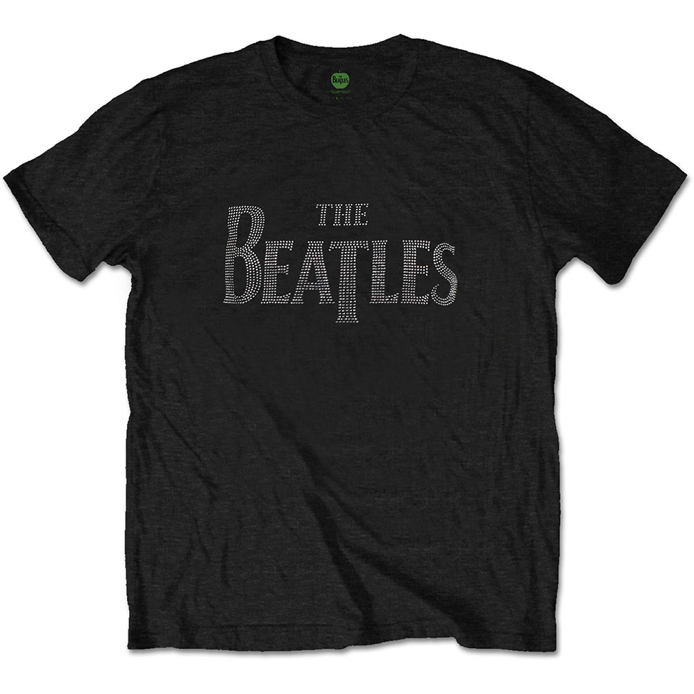 The Beatles Unisex Diamante T-Shirt: Drop T Logo (Medium)