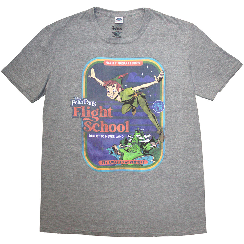 Peter Pan Unisex T-Shirt: Flight School (Grey) (Large)