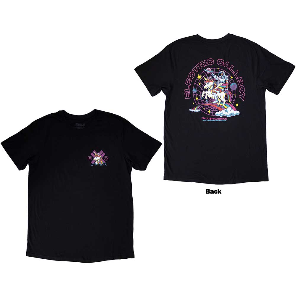 Electric Callboy Unisex T-Shirt: Spaceman Unicorn (Back Print) (Small)