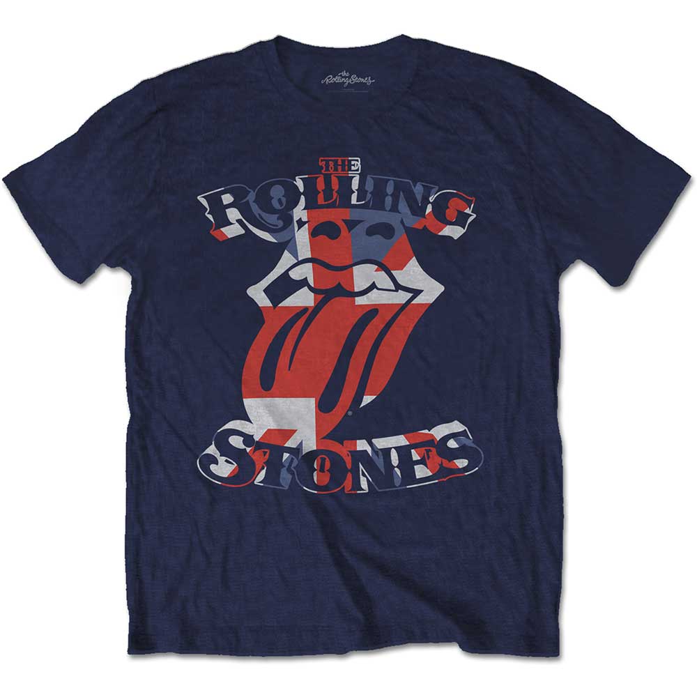 The Rolling Stones Unisex T-Shirt: British Flag Tongue (Small)