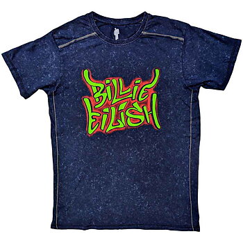 Billie Eilish Unisex T-Shirt: Graffiti (Navy Blue) (Wash Collection) (XX-Large)