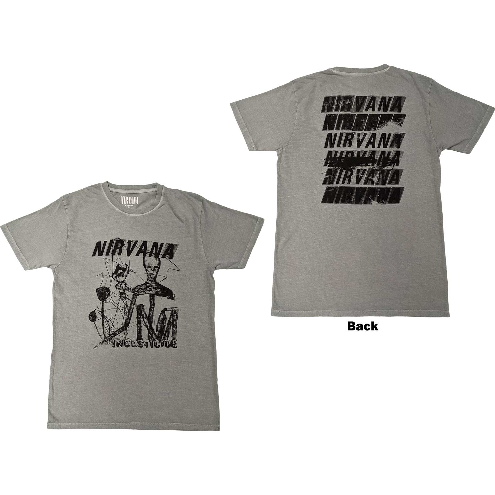 Nirvana Unisex T-Shirt: Incesticide Stacked Logo (Back Print) (XX-Large)