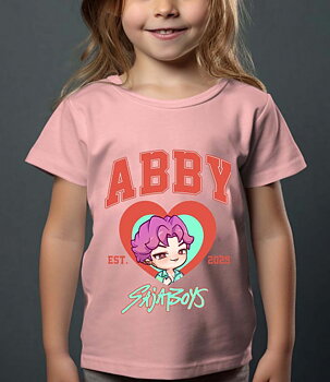 Saja Boys Kpop Demon Hunters Barn T-shirt - Abby Heart - Rosa - 100% Bomull
