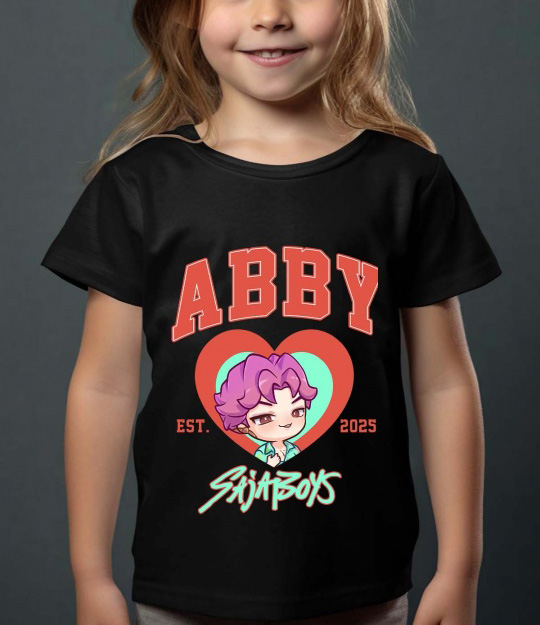 Saja Boys Kpop Demon Hunters Børn T-shirt - Abby Heart - Sort - 100% Bomuld