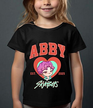 Saja Boys Kpop Demon Hunters Barn T-shirt - Abby Heart - Svart - 100% Bomull