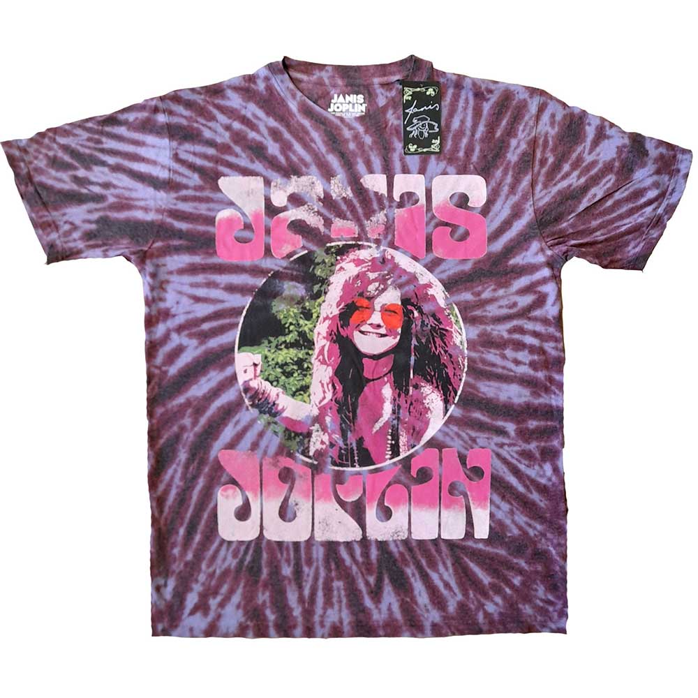 Janis Joplin Unisex T-Shirt: Pink Shades (Wash Collection) (Small)