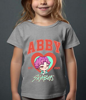 Saja Boys Kpop Demon Hunters Barn T-shirt - Abby Heart - Grå - 100% Bomull