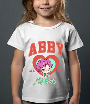 Saja Boys Kpop Demon Hunters Barn T-shirt - Abby Heart - Vit - 100% Bomull