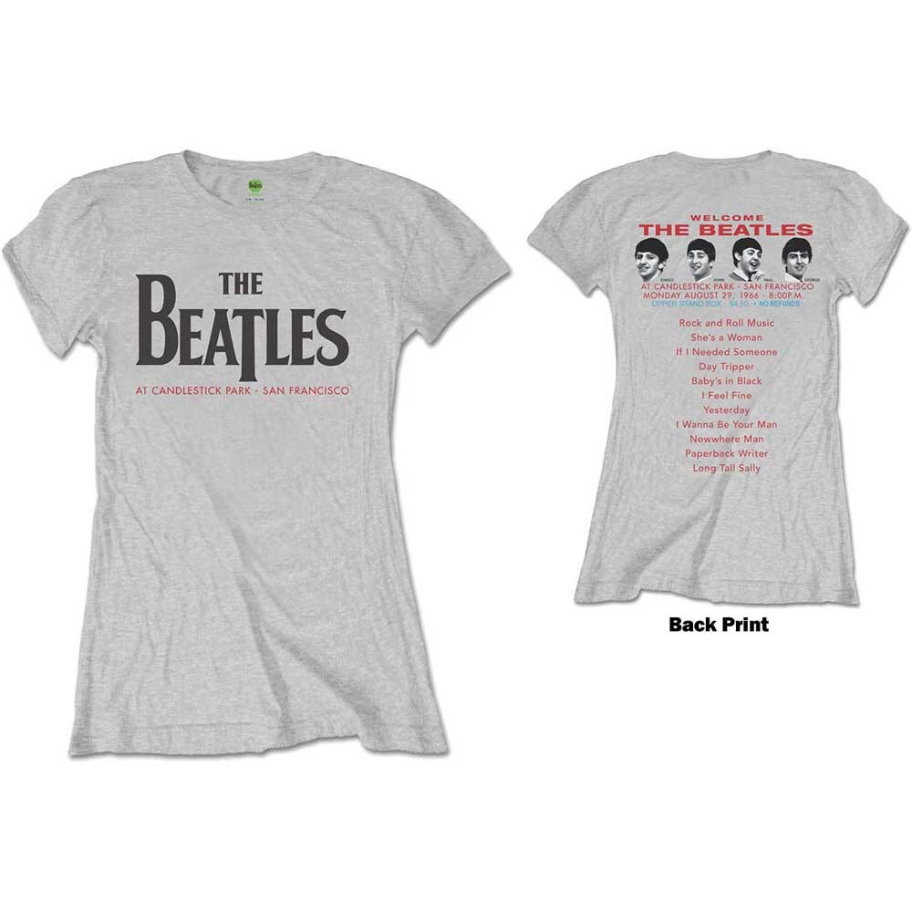 The Beatles Ladies T-Shirt: Candlestick Park (Back Print) (Medium)