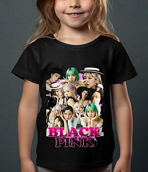 BlackPink Barn T-shirt - Hats - Svart - 100% Bomull