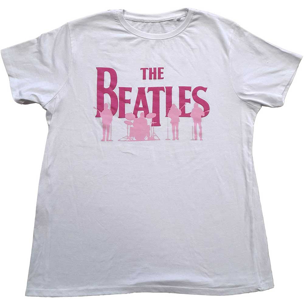 The Beatles Unisex T-Shirt: Band Silhouettes (Puff Print) (Large)