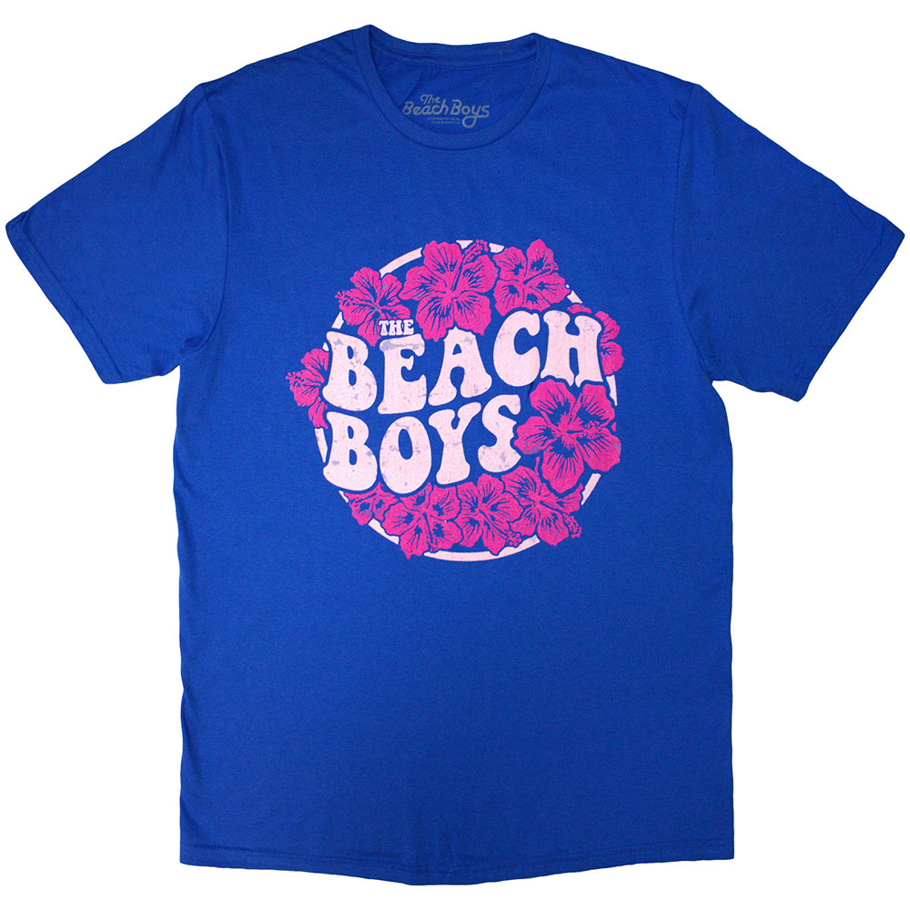 The Beach Boys Unisex T-Shirt: Floral Print (Blue) (Large)
