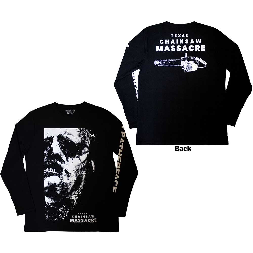 The Texas Chainsaw Massacre Unisex Long Sleeve T-Shirt: Leather Face (Back Print) (Medium)