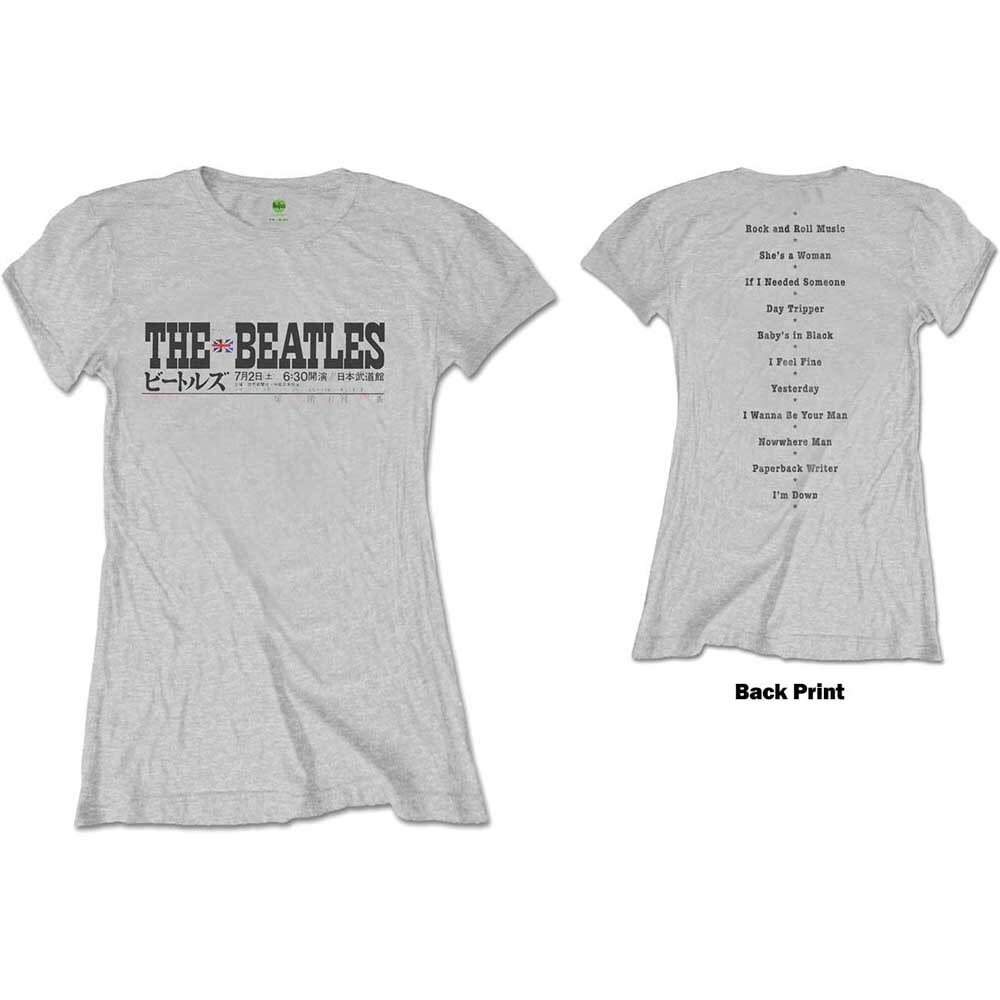 The Beatles Ladies T-Shirt: Budokan Set List (Back Print) (X-Large)