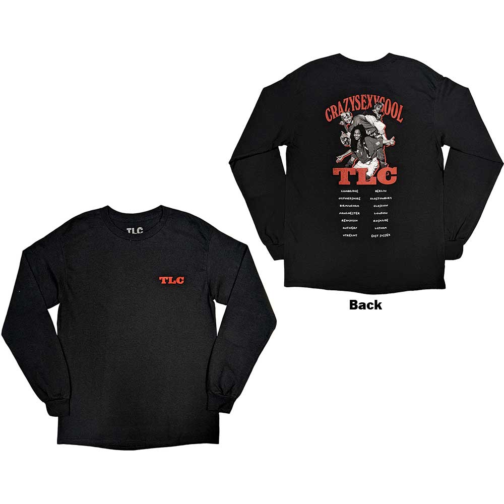 TLC Unisex Long Sleeve T-Shirt: CrazySexyCool Photo European Tour 2022 (Back Print & Ex-Tour) (Medium)