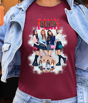 BlackPink Dame T-shirt - Bags - Vinrød - 100% Bomuld