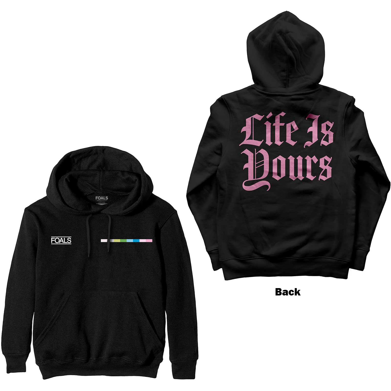 Foals Unisex Pullover Hoodie: Life Is Yours Text (Back Print) (Medium)