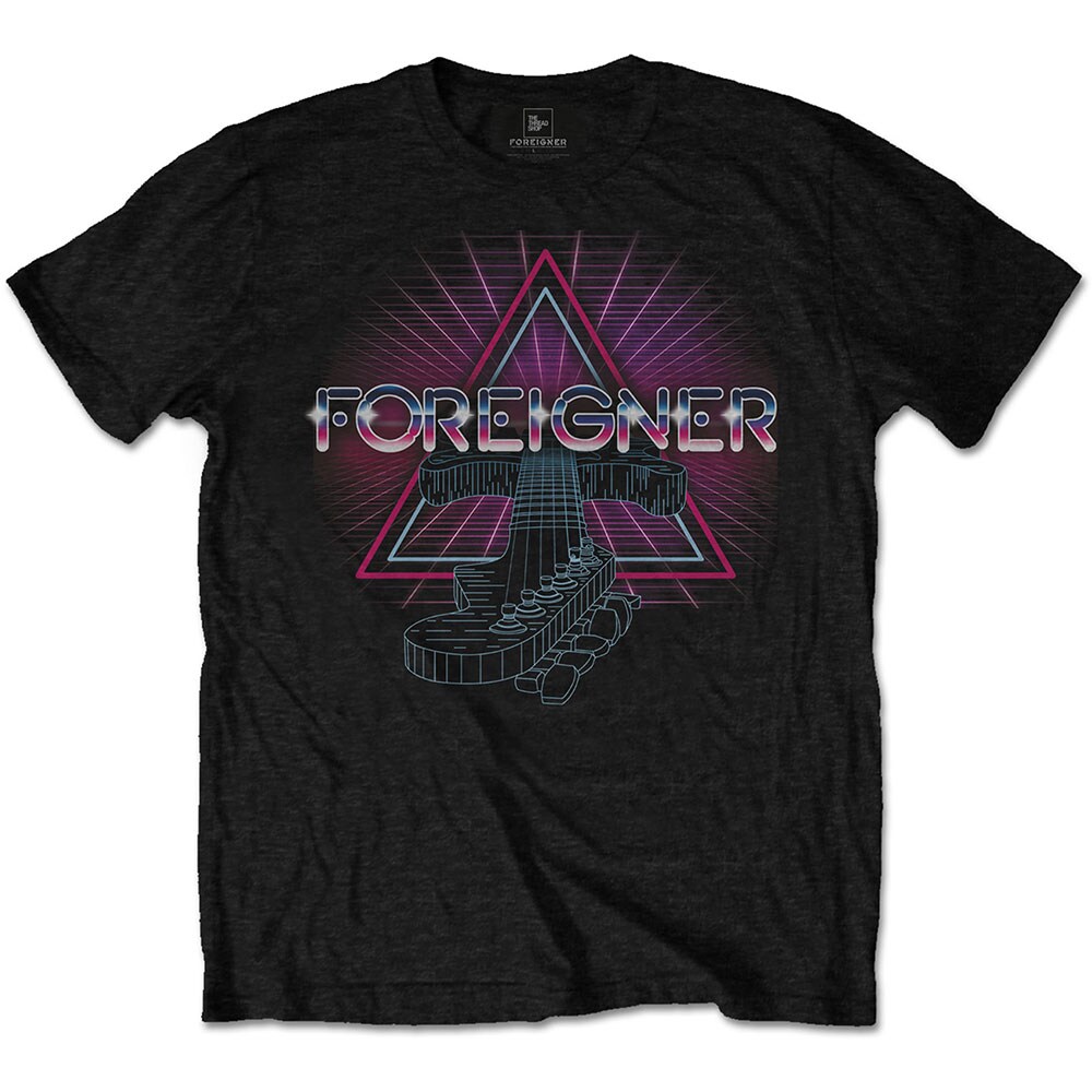 Foreigner Unisex T-Shirt: Neon Guitar (Small) - 2