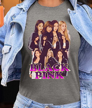 BlackPink Dame T-shirt - Tracksuits - Grå - 100% Bomuld