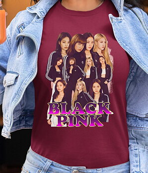 BlackPink Dame T-shirt - Tracksuits - Vinrød - 100% Bomuld