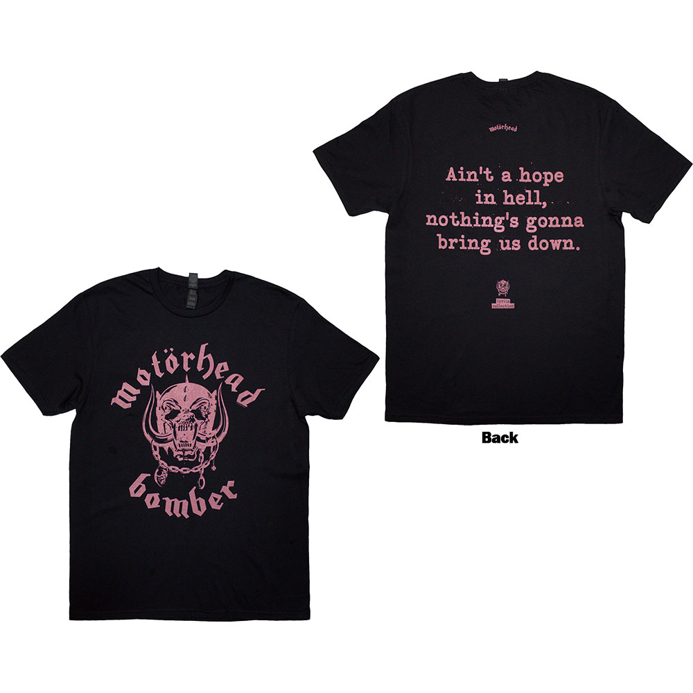 Motorhead Unisex T-Shirt: Bomber Lyric (Black) (Back Print) (Medium)
