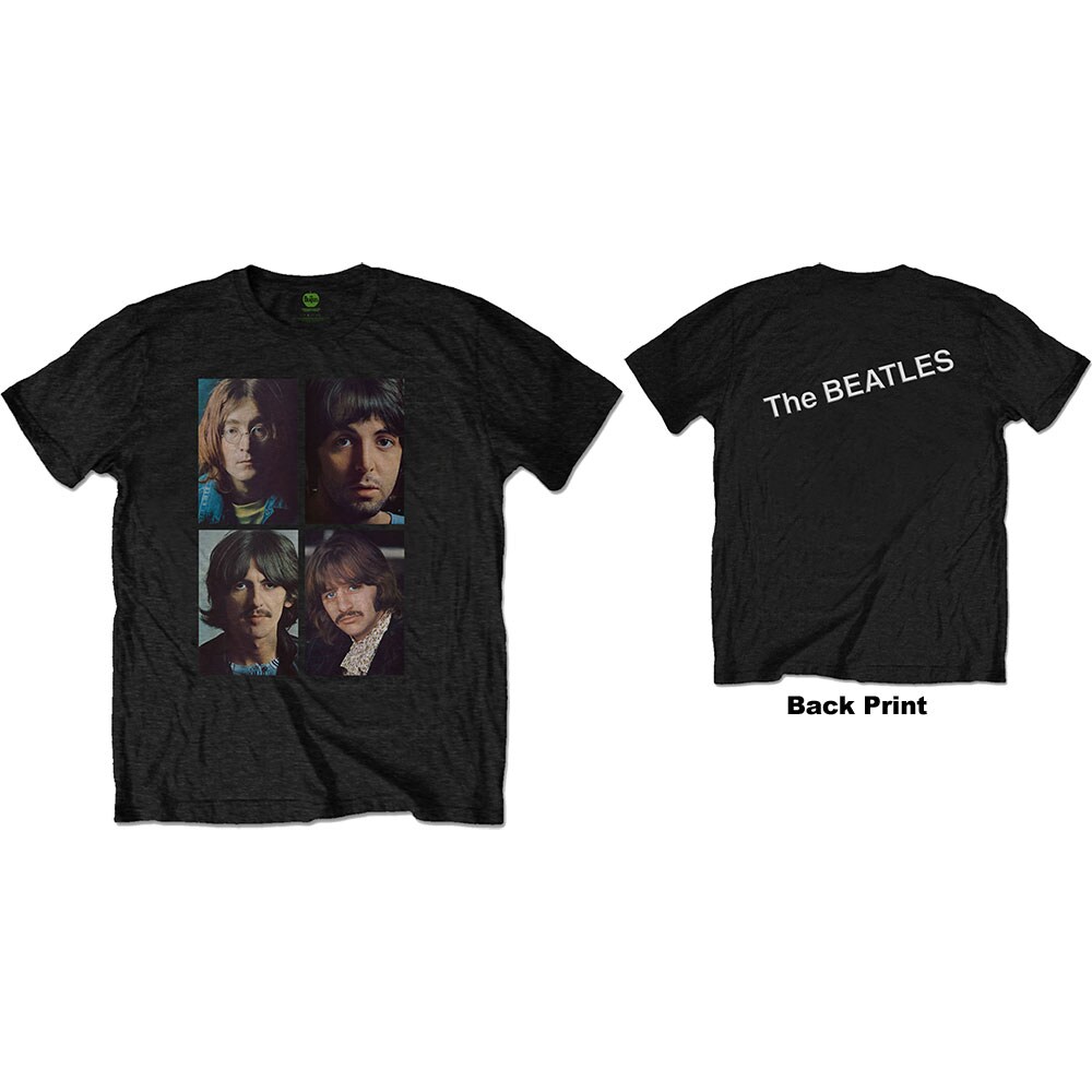 The Beatles Unisex T-Shirt: White Album Faces (Back Print) (Large)