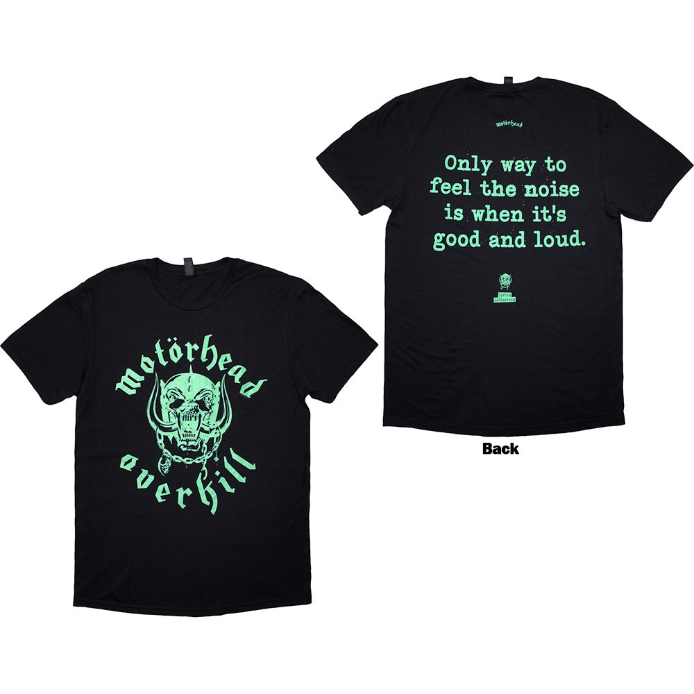 Motorhead Unisex T-Shirt: Overkill Lyric (Black) (Back Print) (Medium)