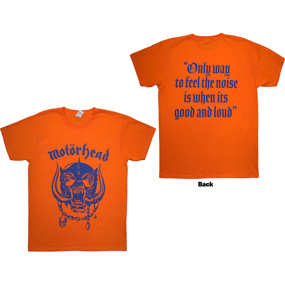Motorhead Unisex T-Shirt: Good & Loud (Orange) (Back Print) (Medium)