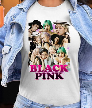 BlackPink Dame T-shirt - Hats - Hvid - 100% Bomuld