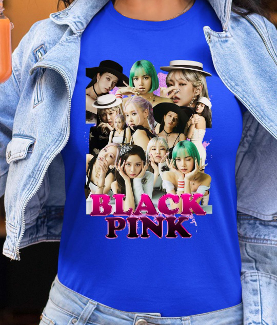 BlackPink Dame T-shirt - Hats - Kongeblå - 100% Bomuld