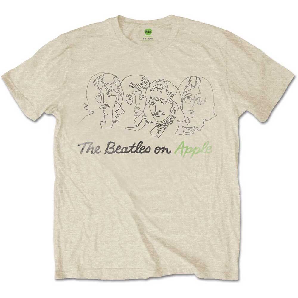 The Beatles Unisex T-Shirt: Outline Faces on Apple (XX-Large)