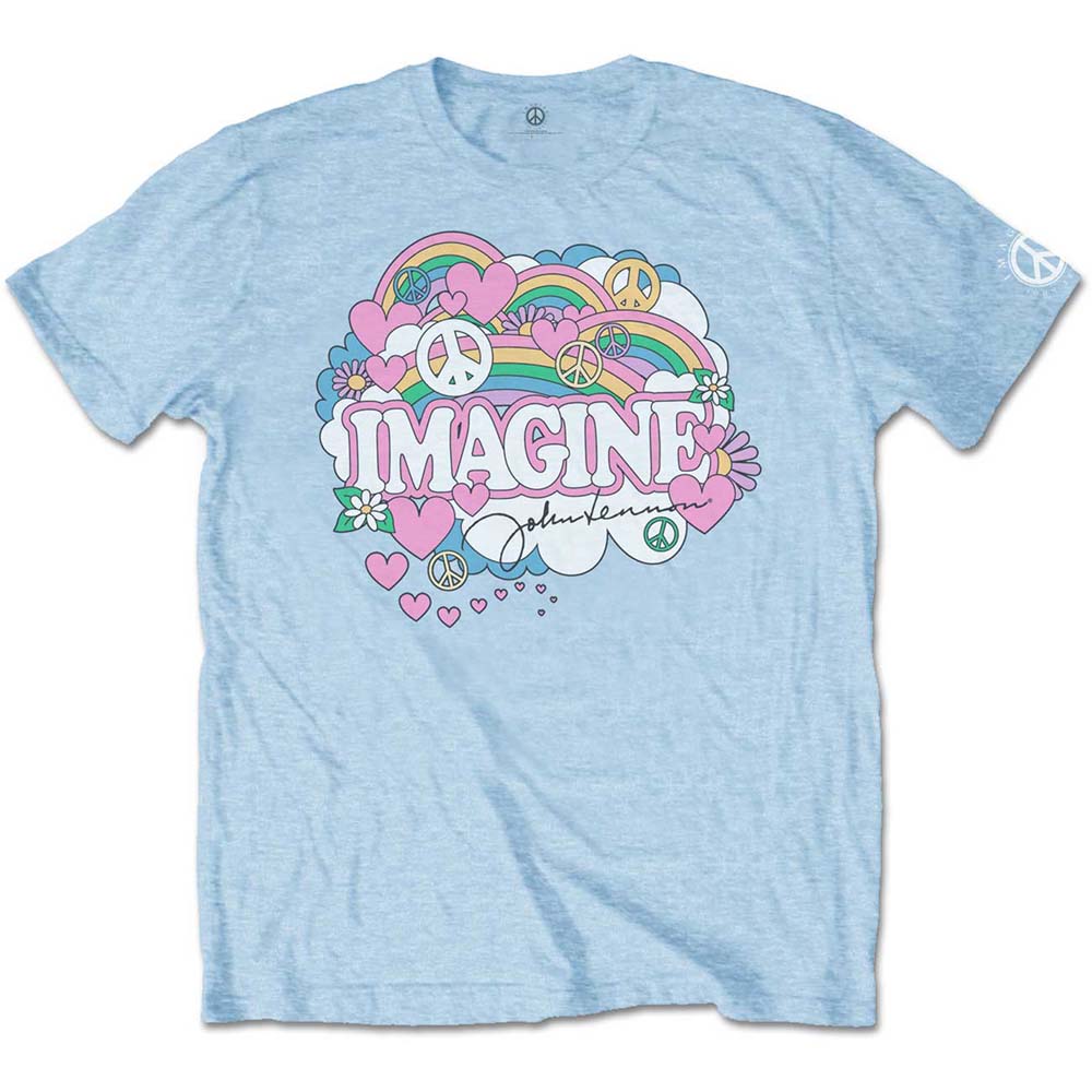 John Lennon Unisex T-Shirt: Rainbows, Love & Peace (Small)