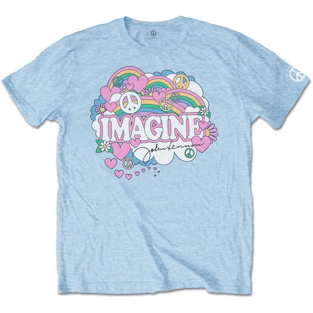 John Lennon Unisex T-Shirt: Rainbows, Love & Peace (Small) - 2